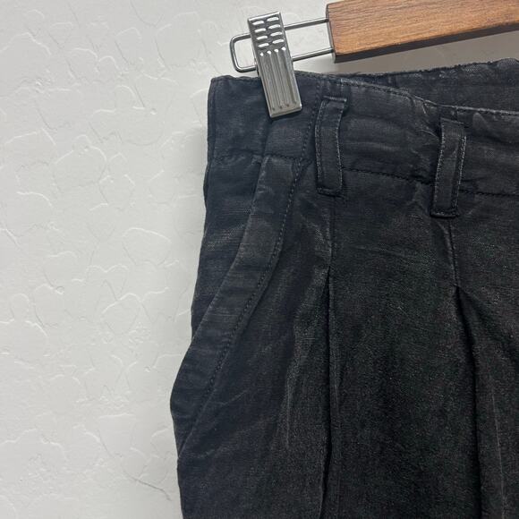 NWOT FREE PEOPLE Calla Pleated Linen Blend Trouser Black Noir Shorts Women’s 2 - Picture 10 of 11